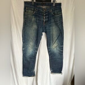 Nudie Jeans Slim Straight Faded Blue Denim
